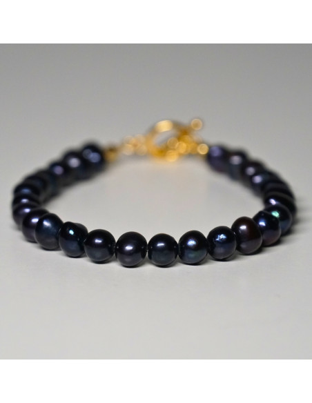 Bransoletka Toggle Perła Naturalna Czarna 6mm - Crystals Break