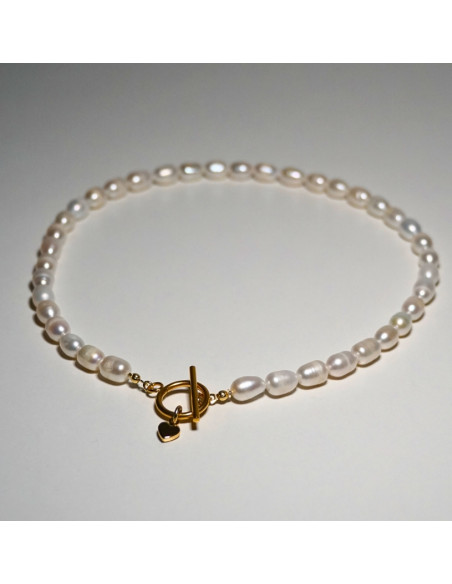 Naszyjnik Toggle Perła Naturalna Ryż 6mm - Crystals Break