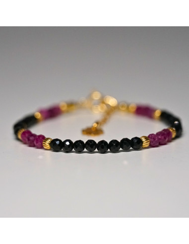 Bransoletka Szczęścia Turmalin Czarny x Rubin 3mm - Crystals Break