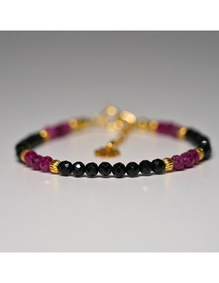 Bransoletka Szczęścia Turmalin Czarny x Rubin 3mm - Crystals Break