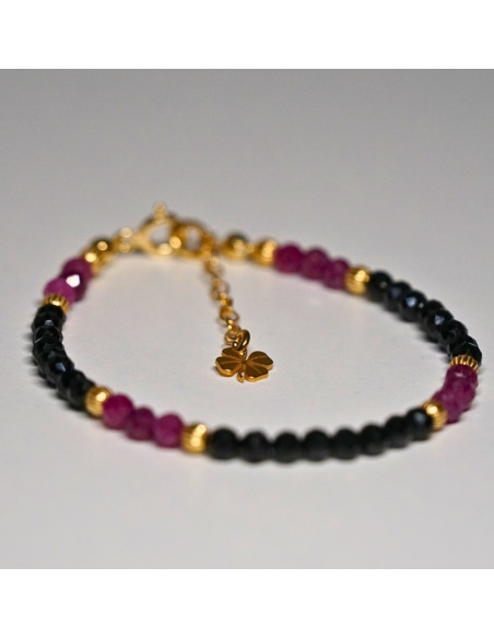 Bransoletka Szczęścia Turmalin Czarny x Rubin 3mm - Crystals Break