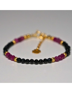 Bransoletka Szczęścia Turmalin Czarny x Rubin 3mm - Crystals Break