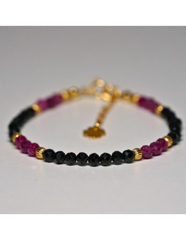 Bransoletka Szczęścia Turmalin Czarny x Rubin 3mm - Crystals Break