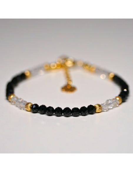 Bransoletka Szczęścia Turmalin Czarny x Kryształ Górski 3mm - Crystals Break