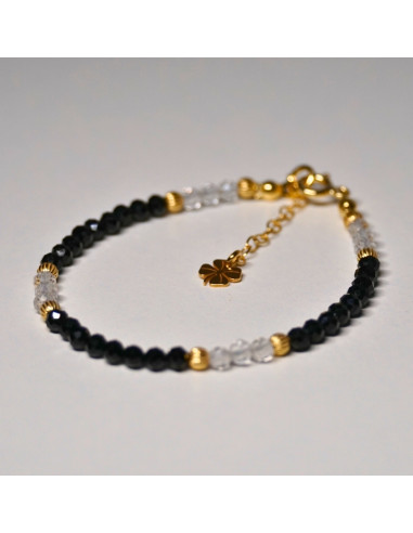 Bransoletka Szczęścia Turmalin Czarny x Kryształ Górski 3mm - Crystals Break