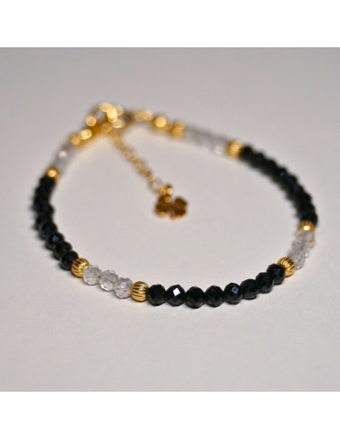 Bransoletka Szczęścia Turmalin Czarny x Kryształ Górski 3mm - Crystals Break