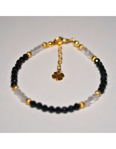 Bransoletka Szczęścia Turmalin Czarny x Kryształ Górski 3mm - Crystals Break