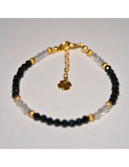 Bransoletka Szczęścia Turmalin Czarny x Kryształ Górski 3mm - Crystals Break