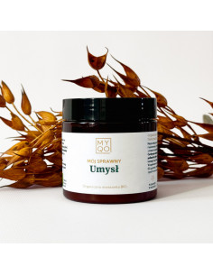 MÓJ SPRAWNY UMYSŁ - EKSTRAKT BIO : SOPLÓWKA, MAITAKE, CORDYCEPS, WROŚNIAK 70G - MYQO