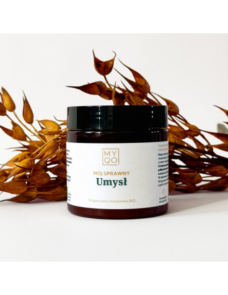 MÓJ SPRAWNY UMYSŁ - EKSTRAKT BIO : SOPLÓWKA, MAITAKE, CORDYCEPS, WROŚNIAK 70G - MYQO