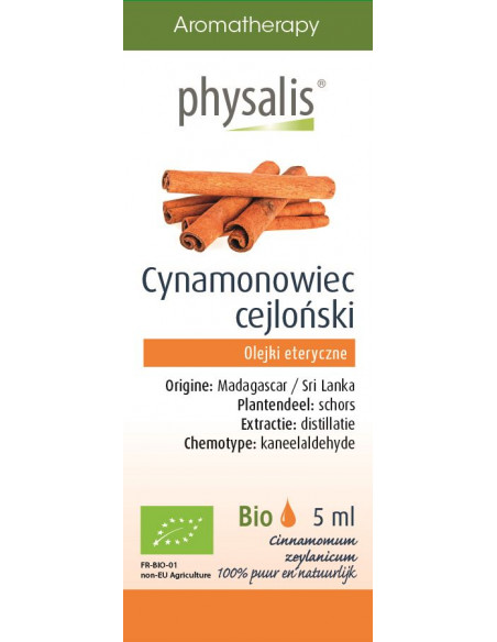 CYNAMONOWIEC CEJLOŃSKI BIO, OLEJEK ETERYCZNY 5ML - PHYSALIS