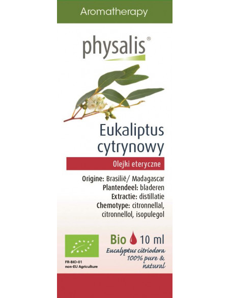 EUKALIPTUS CYTRYNOWY BIO, OLEJEK ETERYCZNY 10ML - PHYSALIS