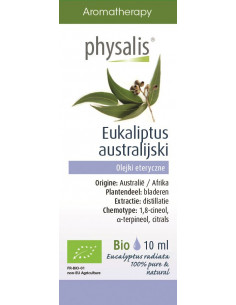 EUKALIPTUS RADIATA BIO (AUSTRALIJSKI), OLEJEK ETERYCZNY 10ML - PHYSALIS