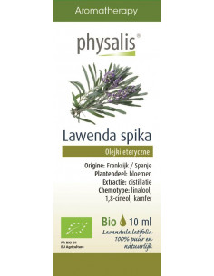 LAWENDA SZEROKOLISTNA / LAWENDA SPIKA BIO, OLEJEK ETERYCZNY 10ML - PHYSALIS