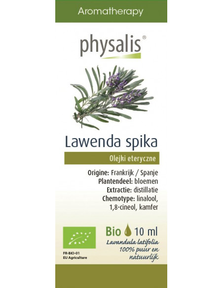 LAWENDA SZEROKOLISTNA / LAWENDA SPIKA BIO, OLEJEK ETERYCZNY 10ML - PHYSALIS
