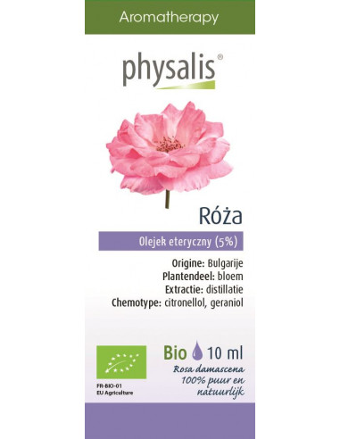 RÓŻA DAMASCEŃSKA BIO, OLEJEK ETERYCZNY NA ALKOHOLU 10ML - PHYSALIS