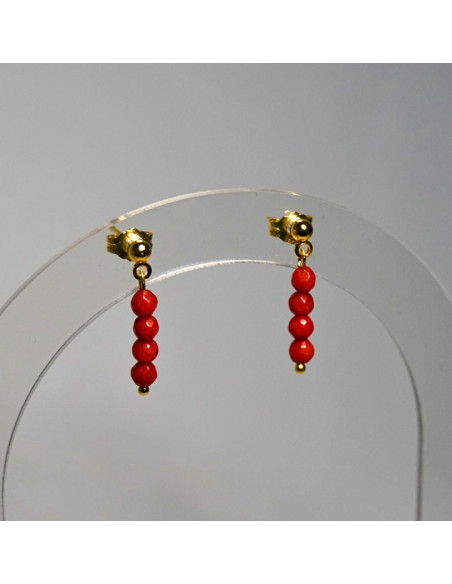 Kolczyki Koral Czerwony 3mm - Crystals Break