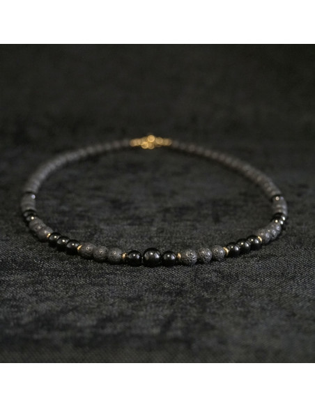 Naszyjnik Lawa Wulkaniczna x Turmalin Czarny 6mm - Crystals Break