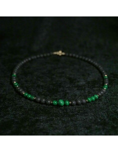 Naszyjnik Lawa Wulkaniczna x Malachit 6mm - Crystals Break