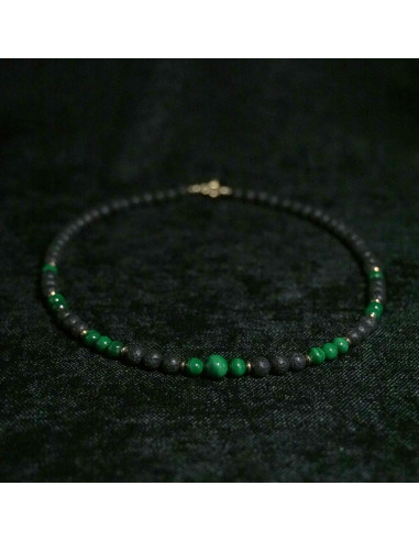 Naszyjnik Lawa Wulkaniczna x Malachit 6mm - Crystals Break