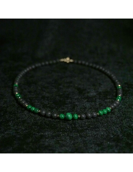 Naszyjnik Lawa Wulkaniczna x Malachit 6mm - Crystals Break
