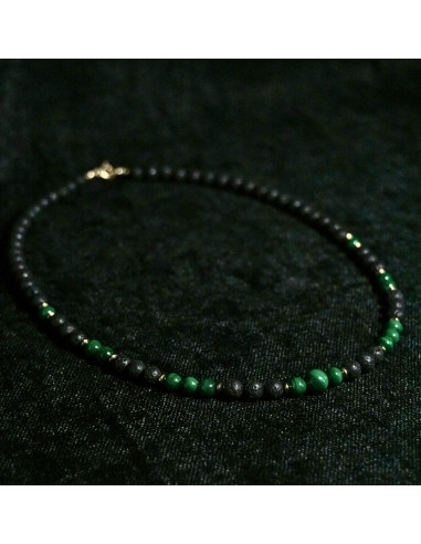 Naszyjnik Lawa Wulkaniczna x Malachit 6mm - Crystals Break