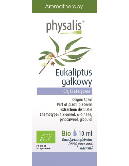 EUKALIPTUS GAŁKOWY BIO, OLEJEK ETERYCZNY 10ML - PHYSALIS