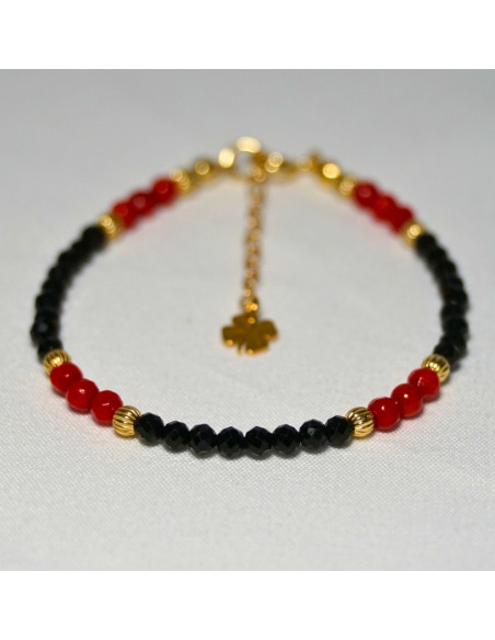 Bransoletka Szczęścia Turmalin Czarny x Koral Czerwony 3mm - Crystals Break