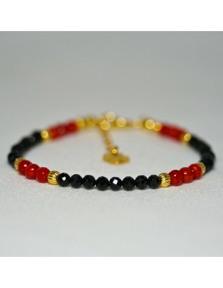 Bransoletka Szczęścia Turmalin Czarny x Koral Czerwony 3mm - Crystals Break