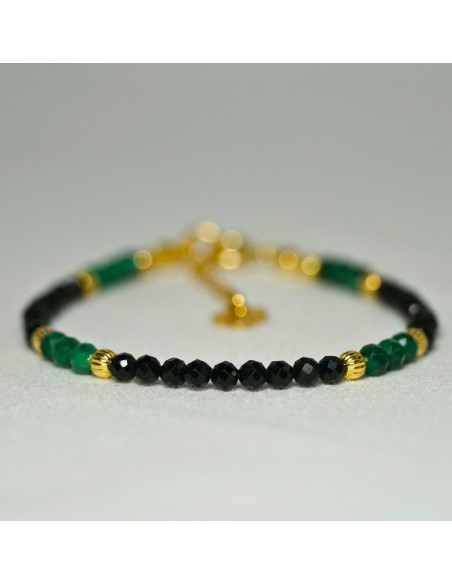 Bransoletka Szczęścia Turmalin Czarny x Malachit 3mm - Crystals Break