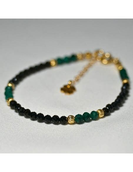 Bransoletka Szczęścia Turmalin Czarny x Malachit 3mm - Crystals Break