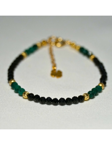 Bransoletka Szczęścia Turmalin Czarny x Malachit 3mm - Crystals Break