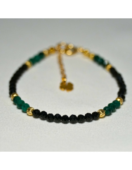 Bransoletka Szczęścia Turmalin Czarny x Malachit 3mm - Crystals Break