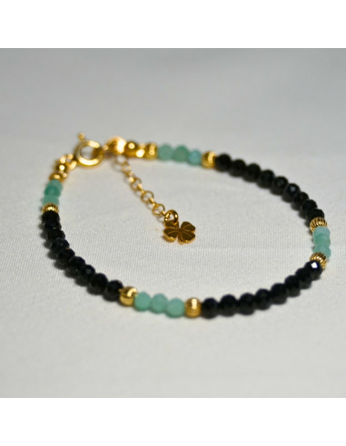 Bransoletka Szczęścia Turmalin Czarny x Szmaragd 3mm - Crystals Break