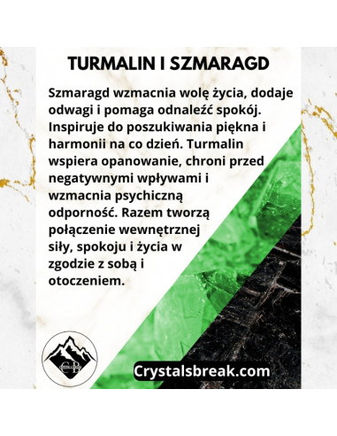 Bransoletka Szczęścia Turmalin Czarny x Szmaragd 3mm - Crystals Break