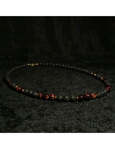 Naszyjnik Lawa Wulkaniczna x Bawole Oko 6mm - Crystals Break