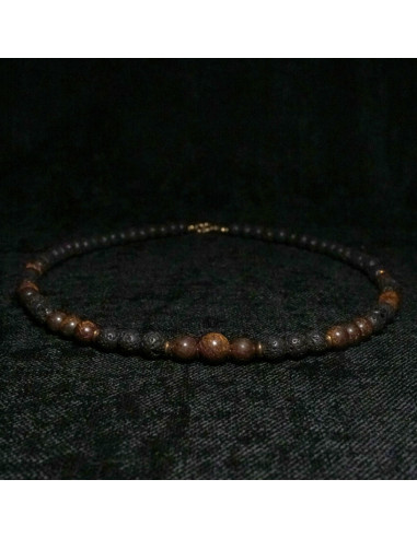 Naszyjnik Lawa Wulkaniczna x Bronzyt 6mm - Crystals Break