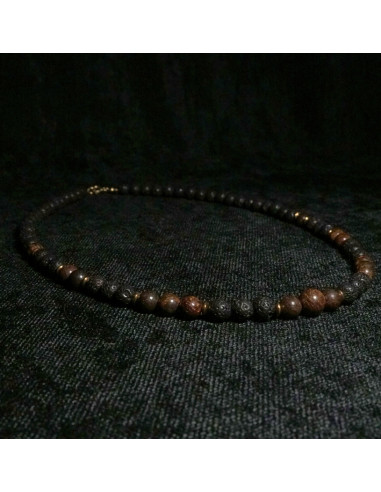 Naszyjnik Lawa Wulkaniczna x Bronzyt 6mm - Crystals Break