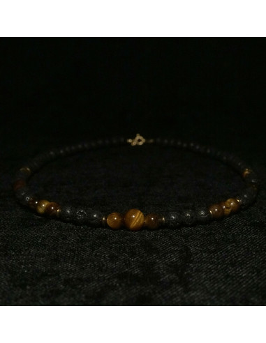 Naszyjnik Lawa Wulkaniczna x Tygrysie Oko 6mm - Crystals Break