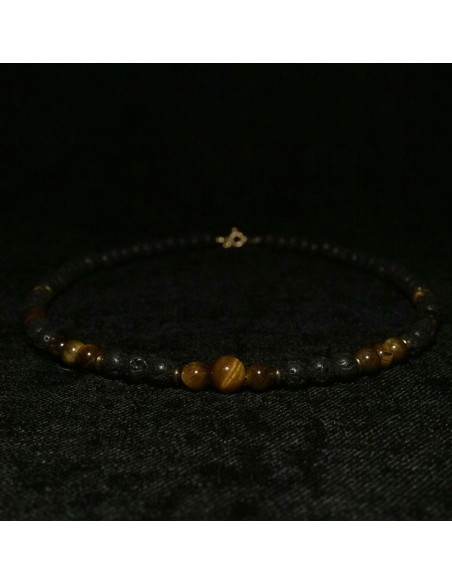 Naszyjnik Lawa Wulkaniczna x Tygrysie Oko 6mm - Crystals Break
