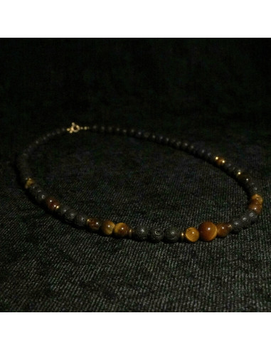 Naszyjnik Lawa Wulkaniczna x Tygrysie Oko 6mm - Crystals Break