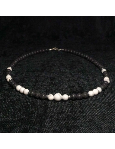 Naszyjnik Lawa Wulkaniczna x Howlit 6mm - Crystals Break