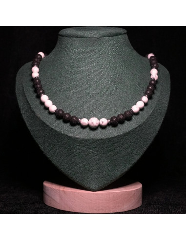 Naszyjnik Lawa Wulkaniczna x Howlit 6mm - Crystals Break