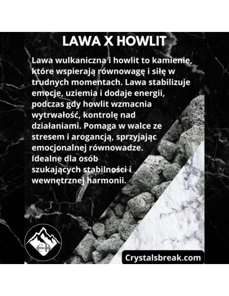 Naszyjnik Lawa Wulkaniczna x Howlit 6mm - Crystals Break