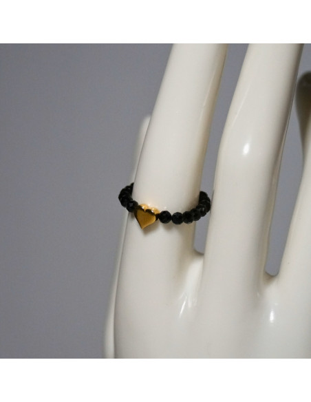 Pierścionki Miłości Turmalin Czarny 3mm (Pozłacane 925) 2 SZTUKI - Crystals Break