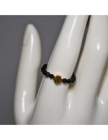 Pierścionki Szczęścia Turmalin Czarny 3mm (Pozłacane 925) 2 SZTUKI - Crystals Break