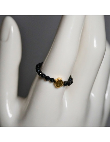 Pierścionki Szczęścia Turmalin Czarny 3mm (Pozłacane 925) 2 SZTUKI - Crystals Break