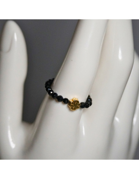 Pierścionki Szczęścia Turmalin Czarny 3mm (Pozłacane 925) 2 SZTUKI - Crystals Break