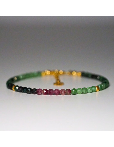 Bransoletka Szczęścia Szmaragd x Rubin Układany 3mm - Crystals Break
