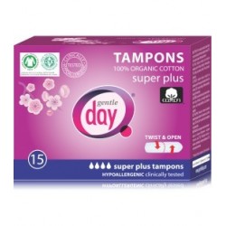 TAMPONY 100% CERTYFIKOWANEJ BAWEŁNY EKOLOGICZNEJ, SUPER PLUS 15 szt., GENTLE DAY